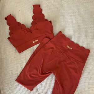 WISKII CROSS BACK SPORTS BRA Top 7/8 HIGH WAIST LEGGINGS Scallop Set Activewear